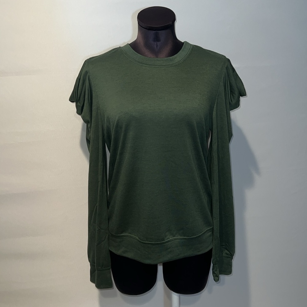 NWT Who What Wear Pleated Shoulder Lounge Sweatshirt in Olive!